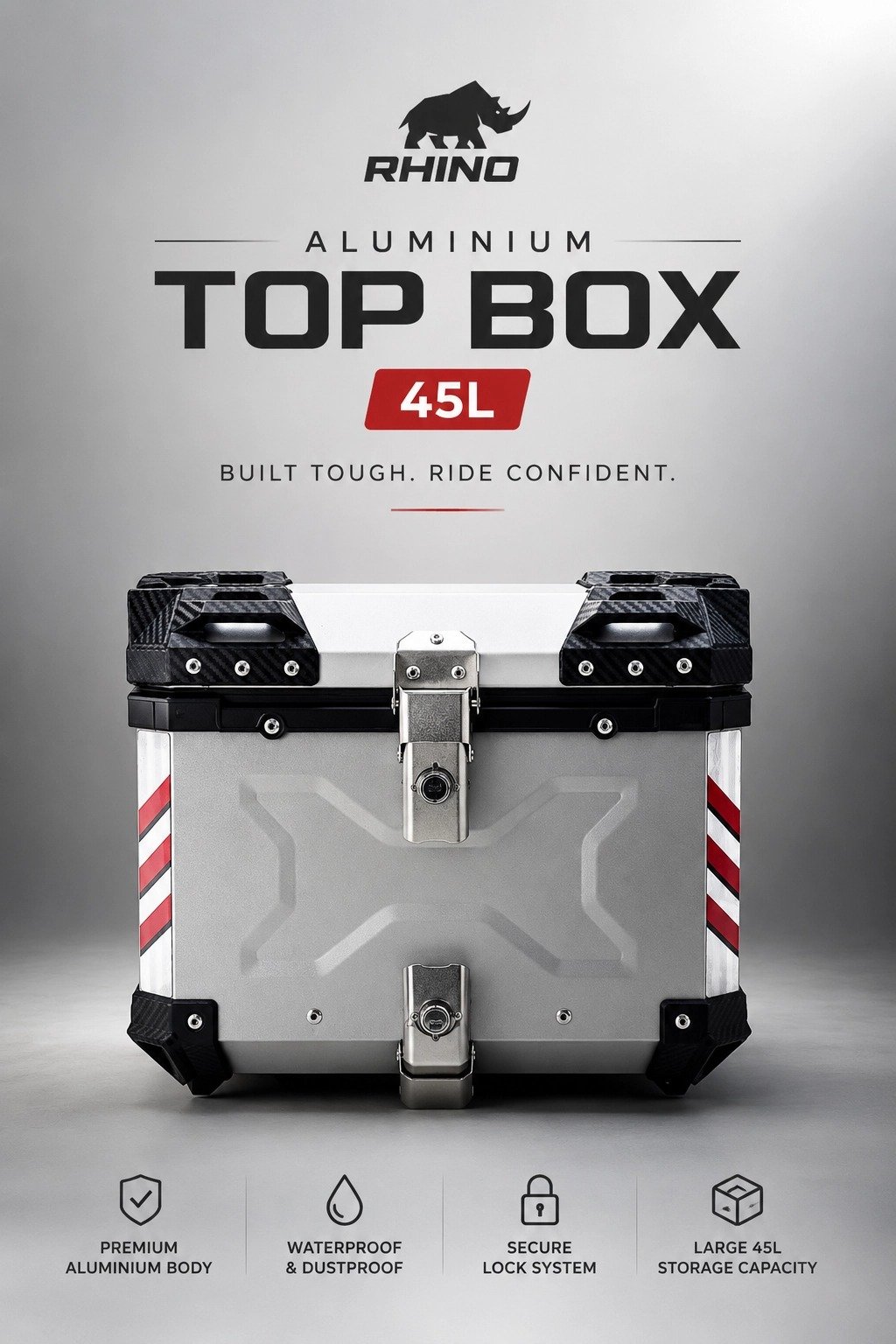 Rhino Aluminium 45L Top Box
