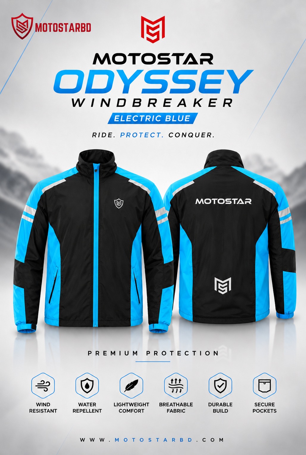 Motostar Odyssey Premium Windbreaker – Blue